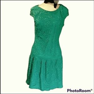 SEQUIN HEARTS Jade Blue/Green Crocheted Dress Sleevless Womens Large